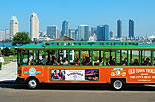 Old Town Trolley and the San Diego Skyline